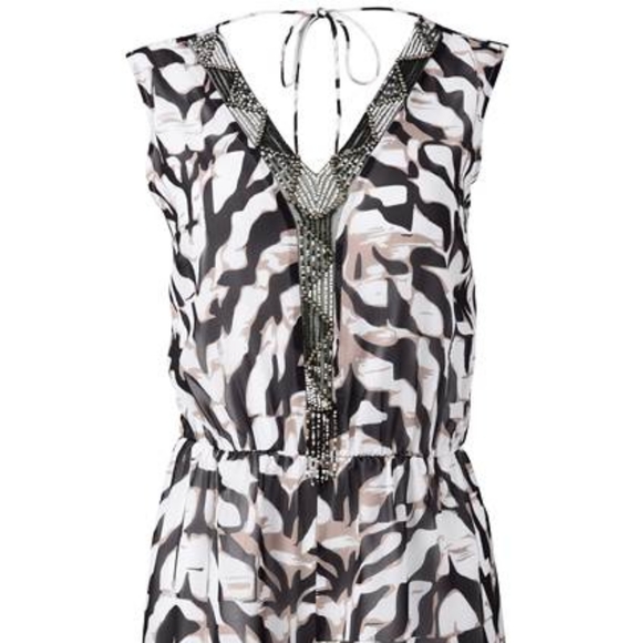 Beaded Animal Print Romper - Picture 1 of 4